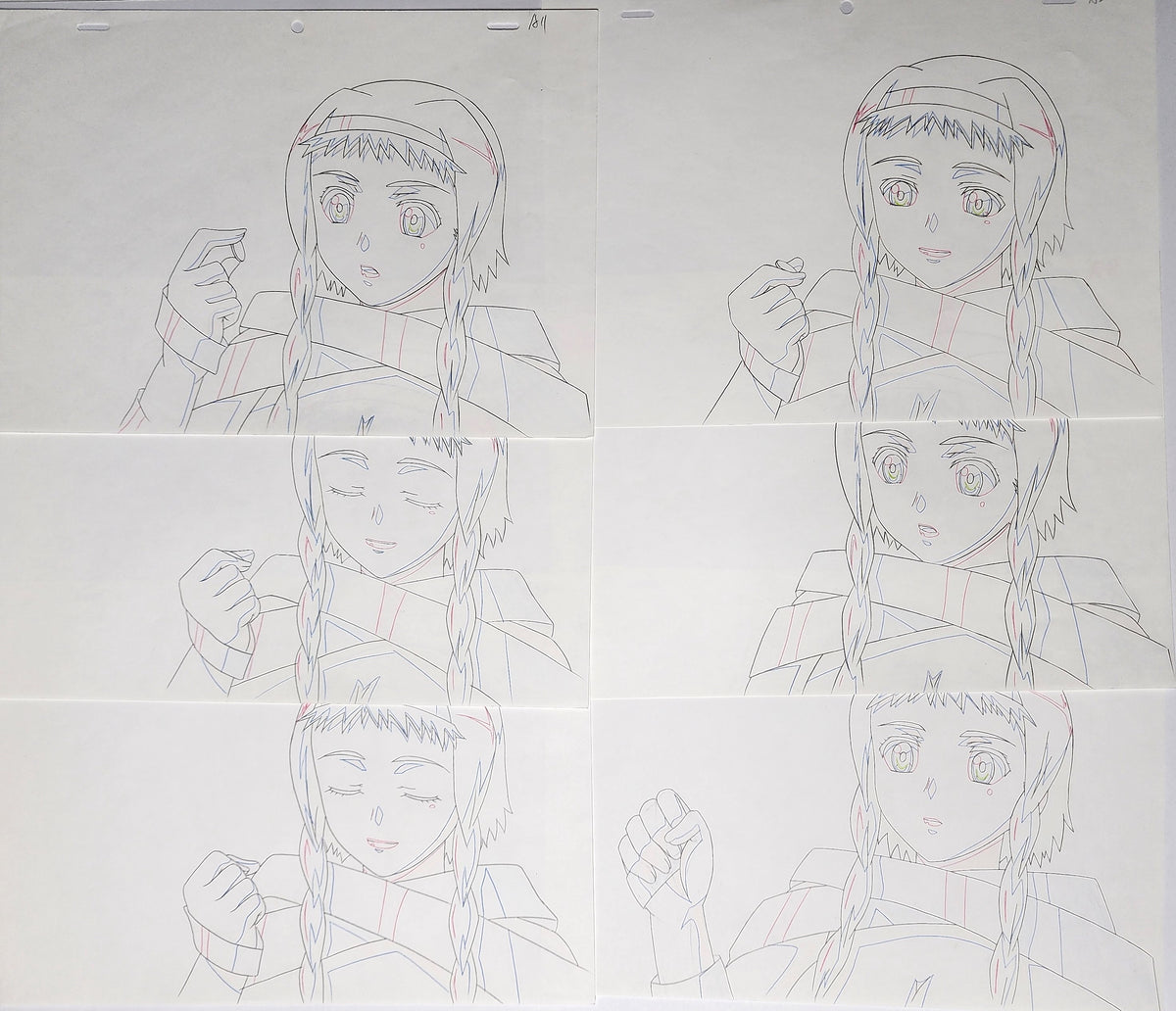 Queens Blade Anime Animation Production Cel Drawing: 6 Sheets - 4420