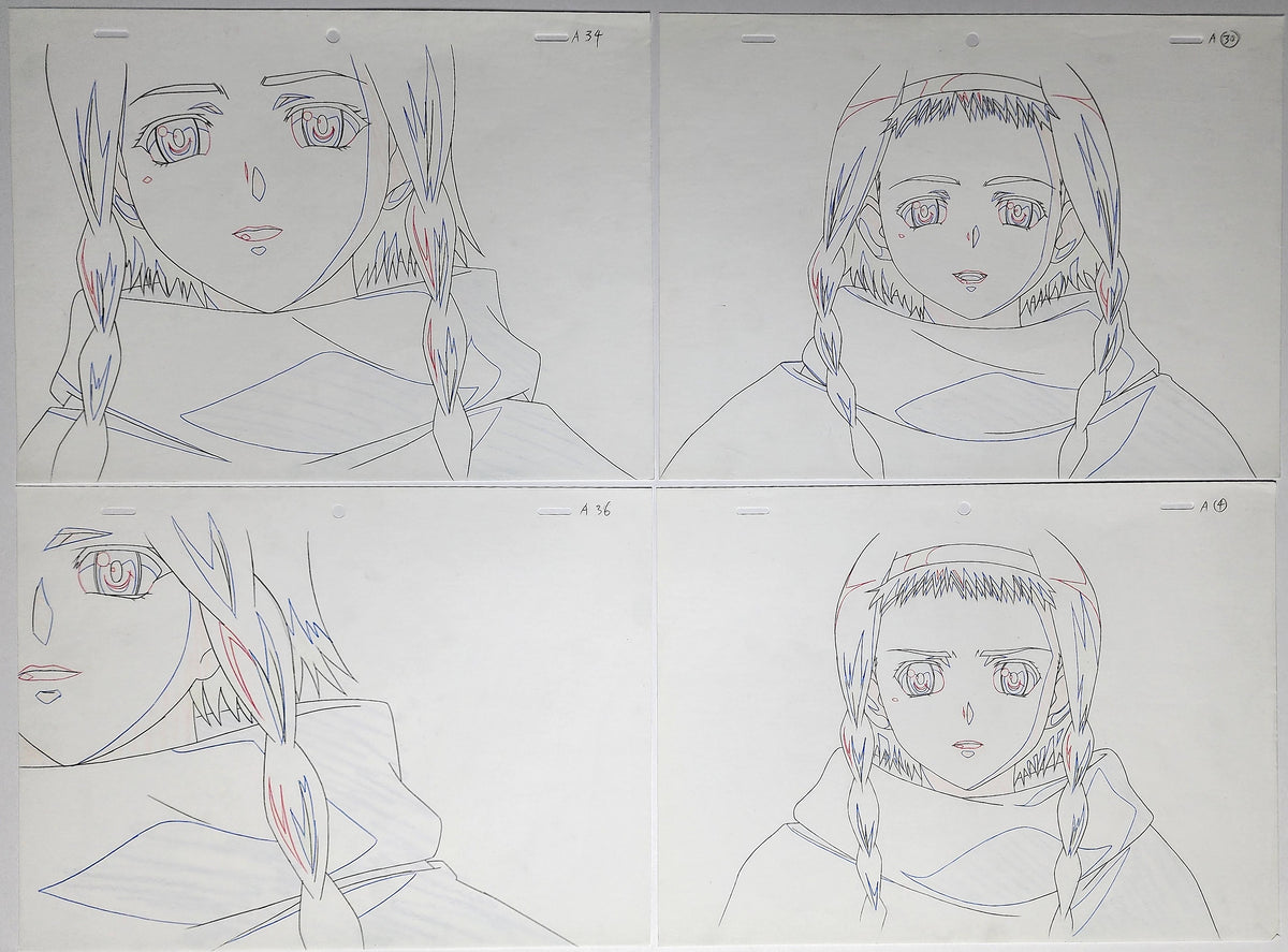 Queens Blade Anime Animation Production Cel Drawing: 6 Sheets - 4421