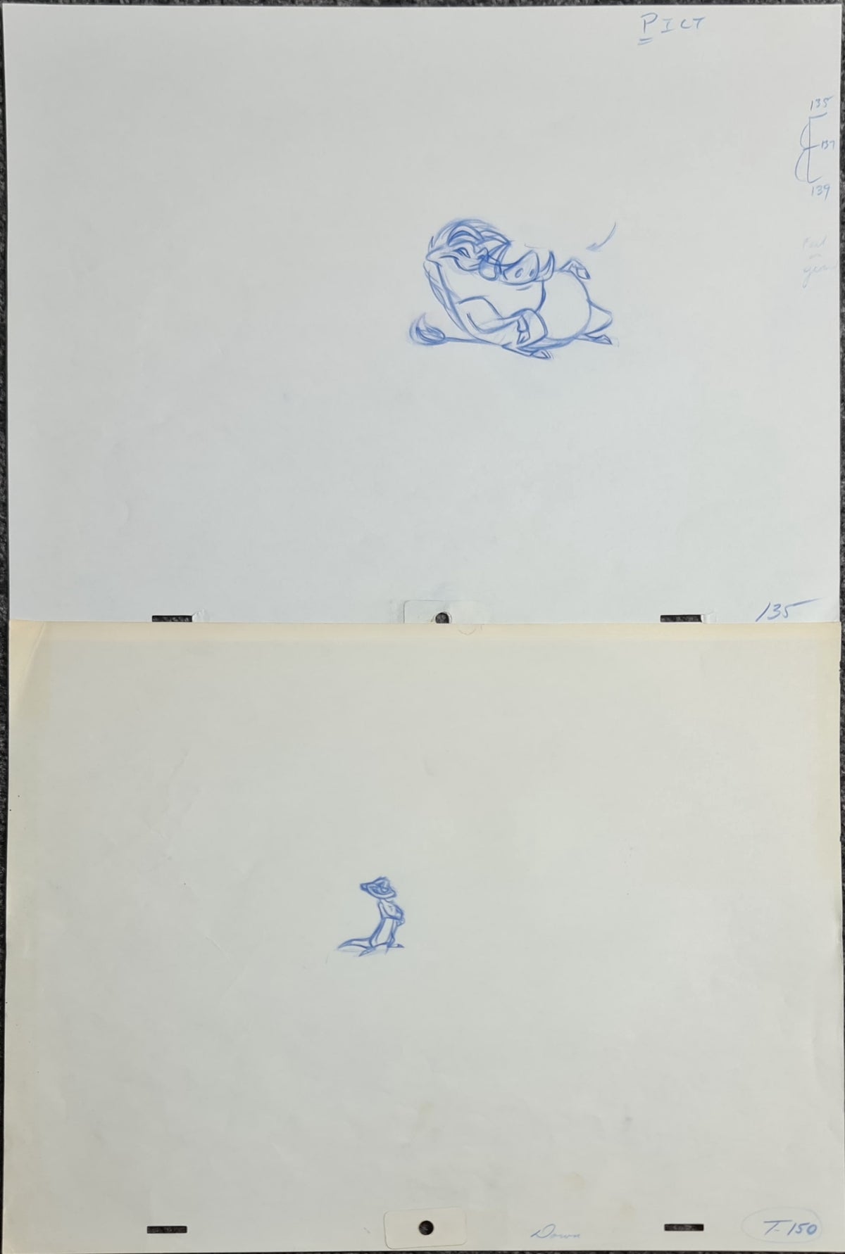 Lion King Walt Disney Timon & Pumbaa Animation Production Drawing – 1094