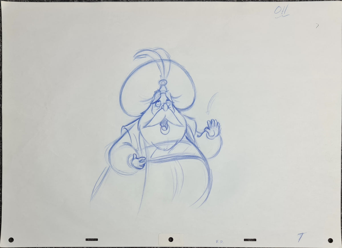 Walt Disney Aladdin Sultan Animation Production Drawing - 1100