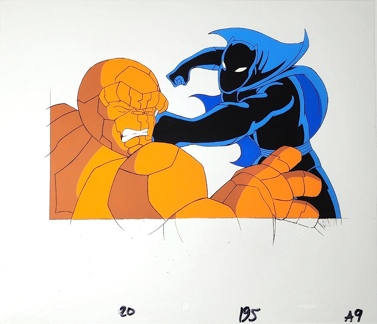 Animation Production Cel Drawing: Black Panther & Thing - 3548