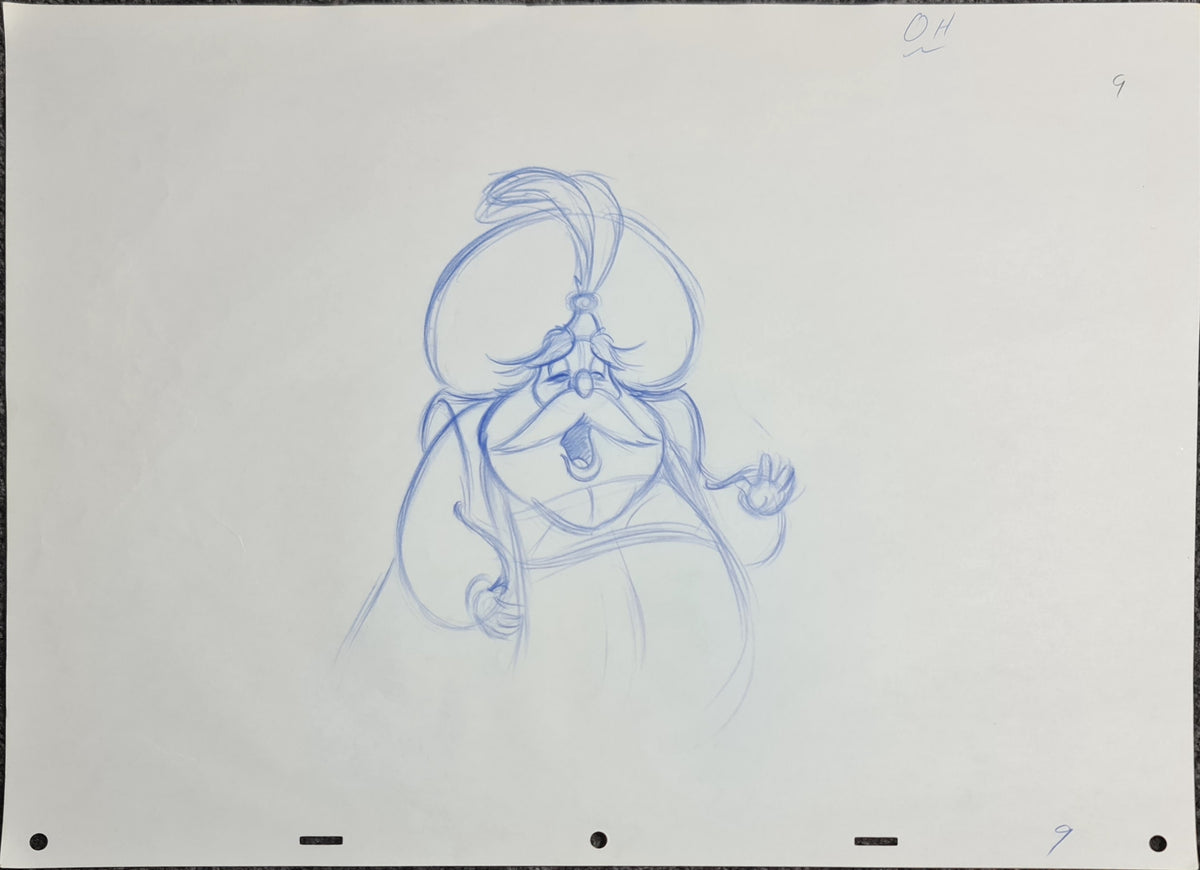 Walt Disney Aladdin Sultan Production Animation Drawing - 1099