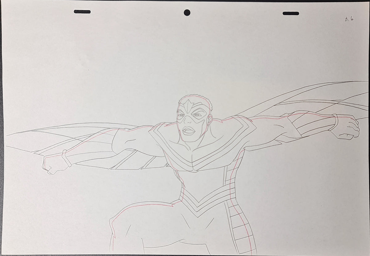 Marvel Avengers Assemble Production Animation Cel Drawing: Falcon - 1117