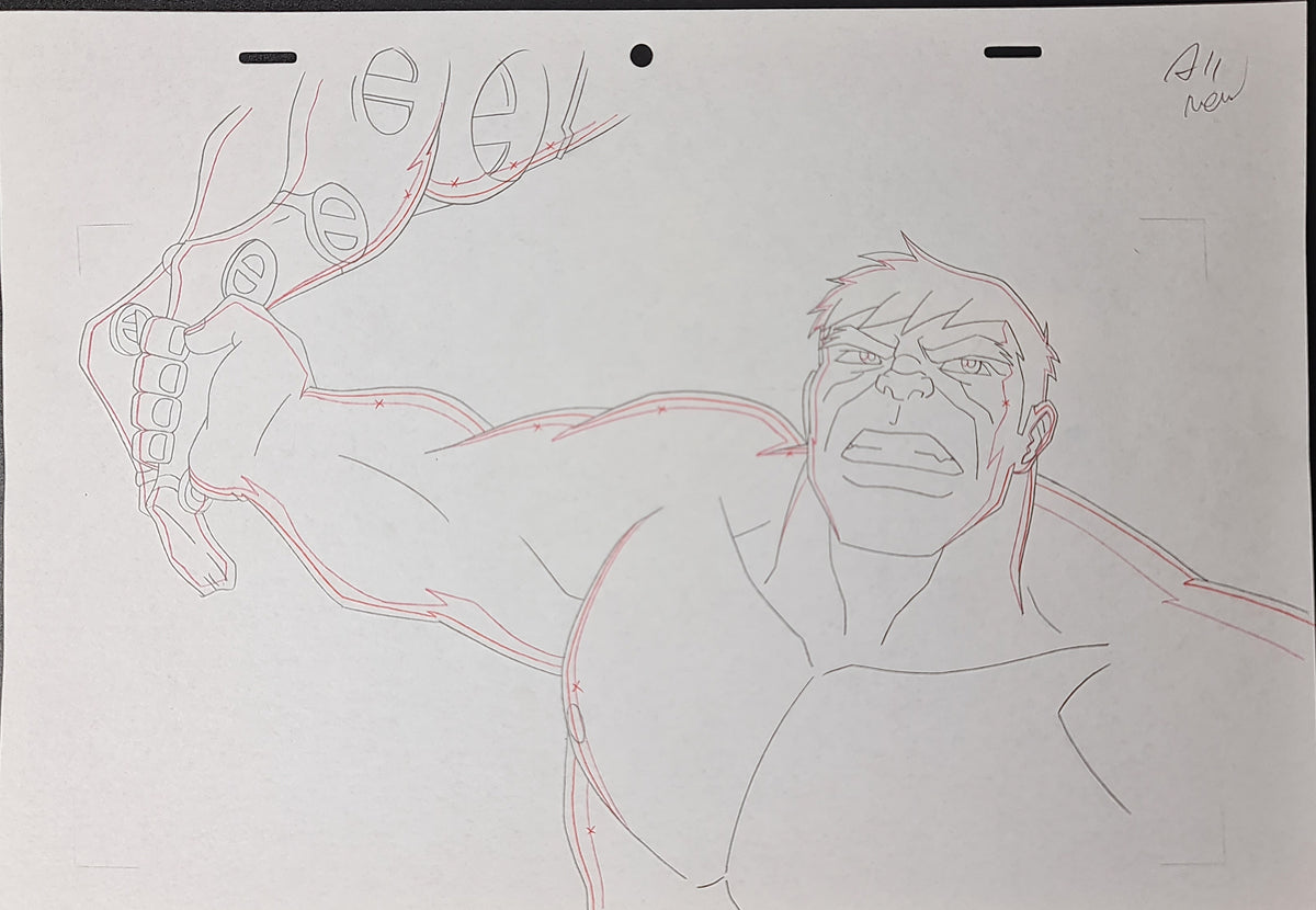 Marvel Avengers Assemble Production Animation Cel Drawing: Hulk - 1121
