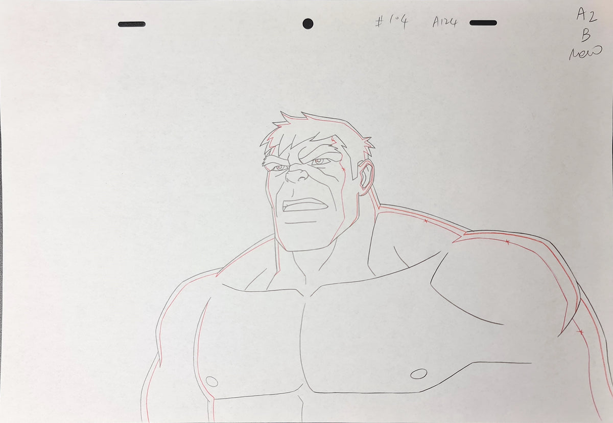 Marvel Avengers Assemble Production Animation Cel Drawing: Hulk - 1122