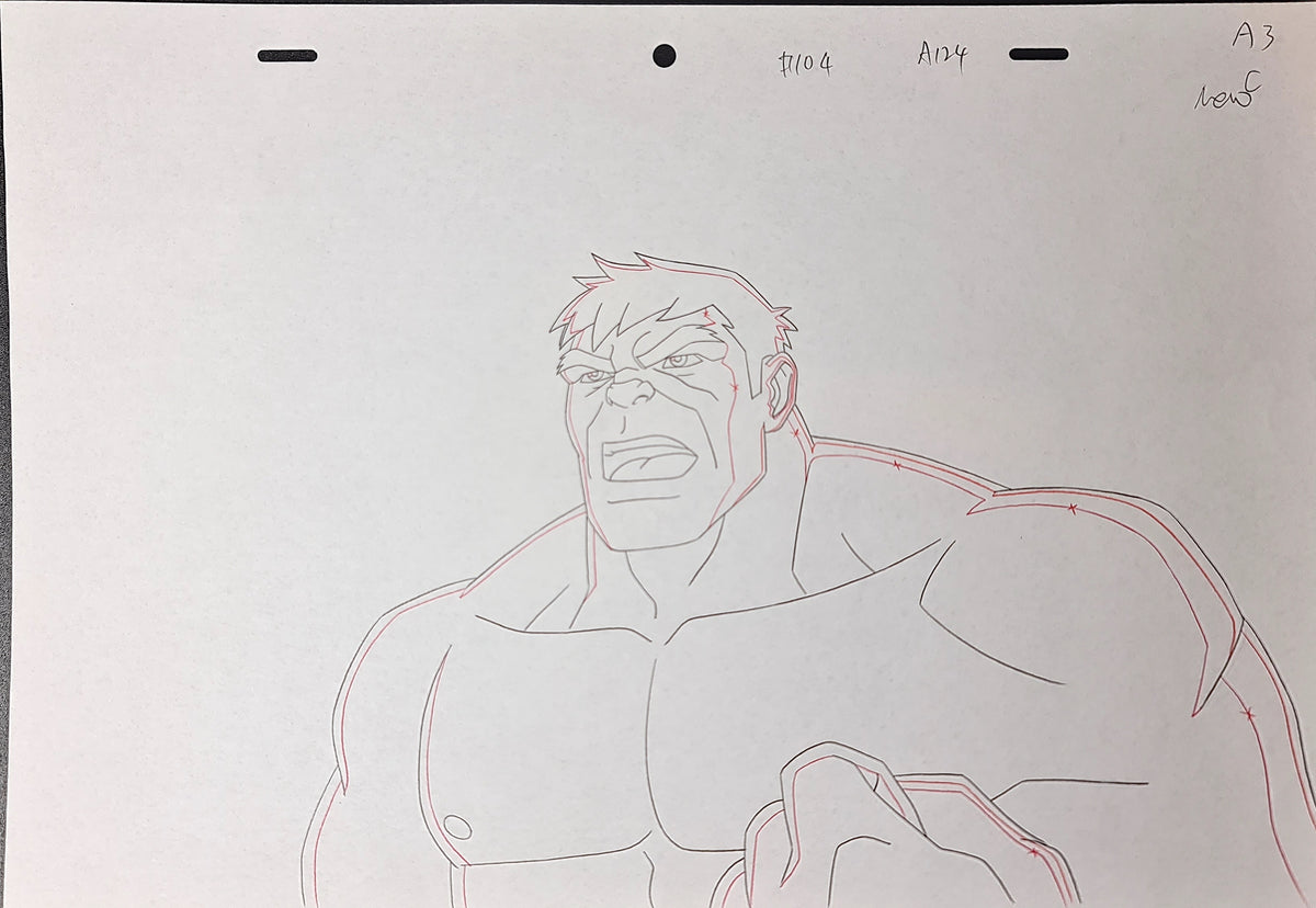 Marvel Avengers Assemble Production Animation Cel Drawing: Hulk - 1123