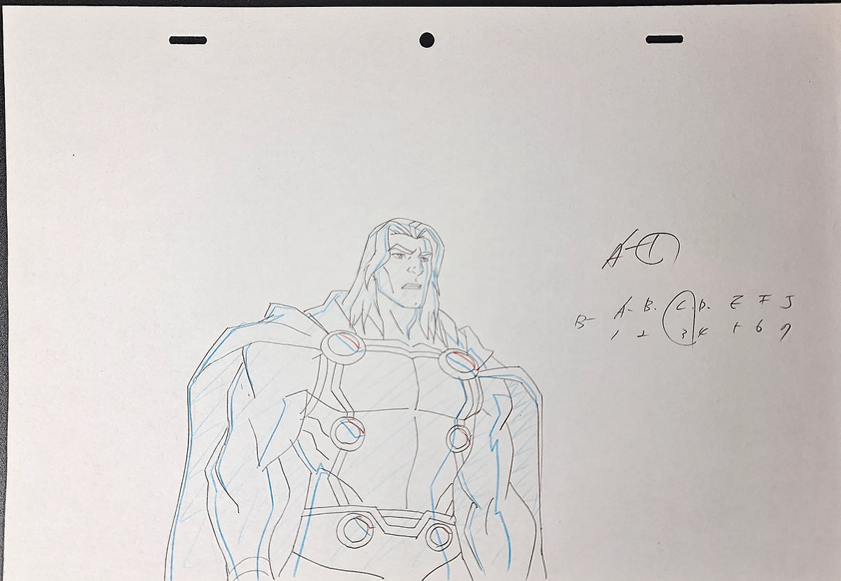 Marvel Avengers Assemble Production Animation Cel Drawing: Thor - 1125
