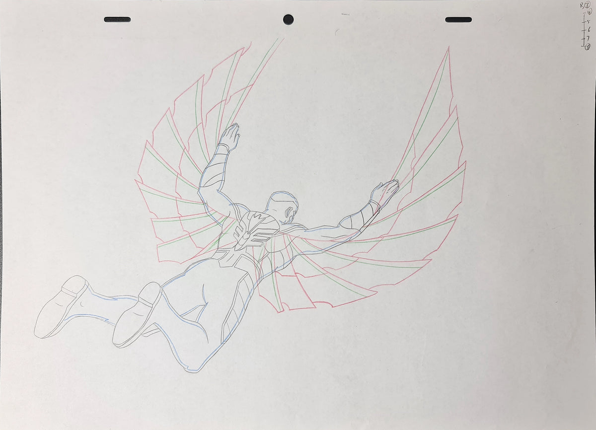 Marvel Avengers Assemble Production Animation Cel Drawing: Falcon - 1142