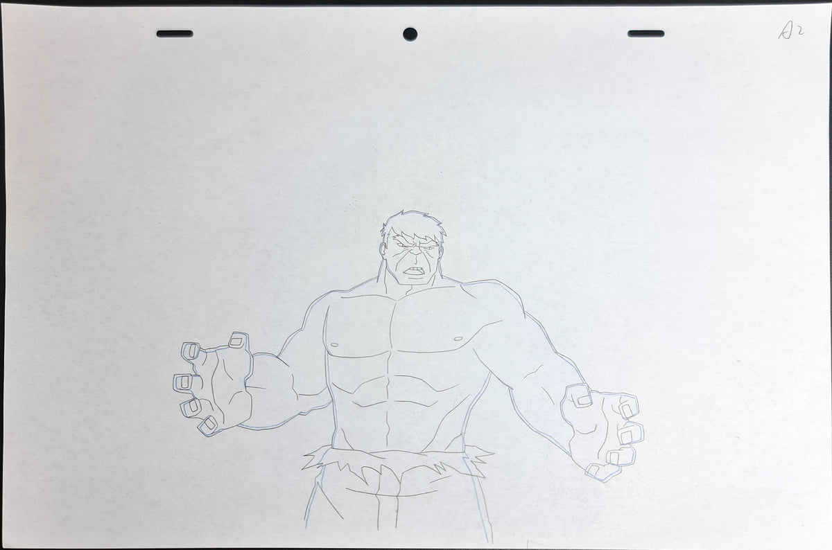 Marvel Avengers Assemble Production Animation Cel Drawing: Hulk - 1223