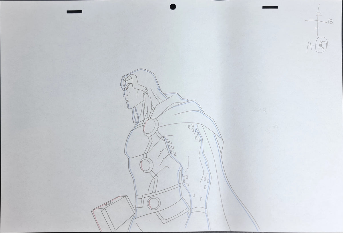 Marvel Avengers Assemble Production Animation Cel Drawing: Thor - 1234