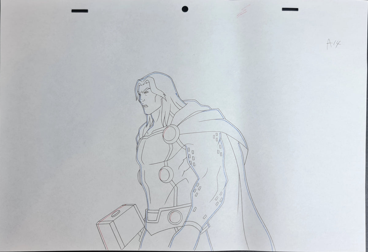 Marvel Avengers Assemble Production Animation Cel Drawing: Thor - 1235