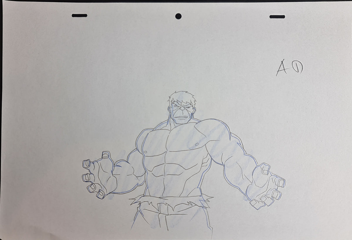 Marvel Avengers Assemble Production Animation Cel Drawing: Hulk - 1259