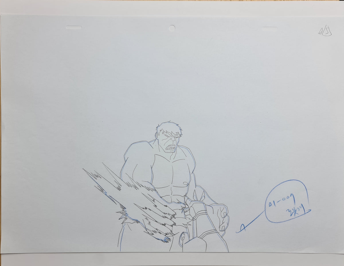 Marvel Avengers Assemble Production Animation Cel Drawing: Hulk - 1492