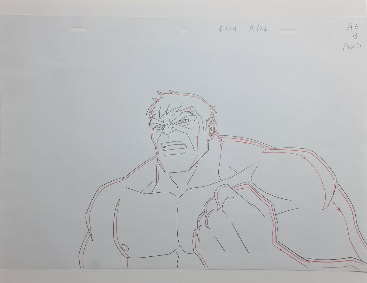 Marvel Avengers Assemble Production Animation Cel Drawing: Hulk - 1499