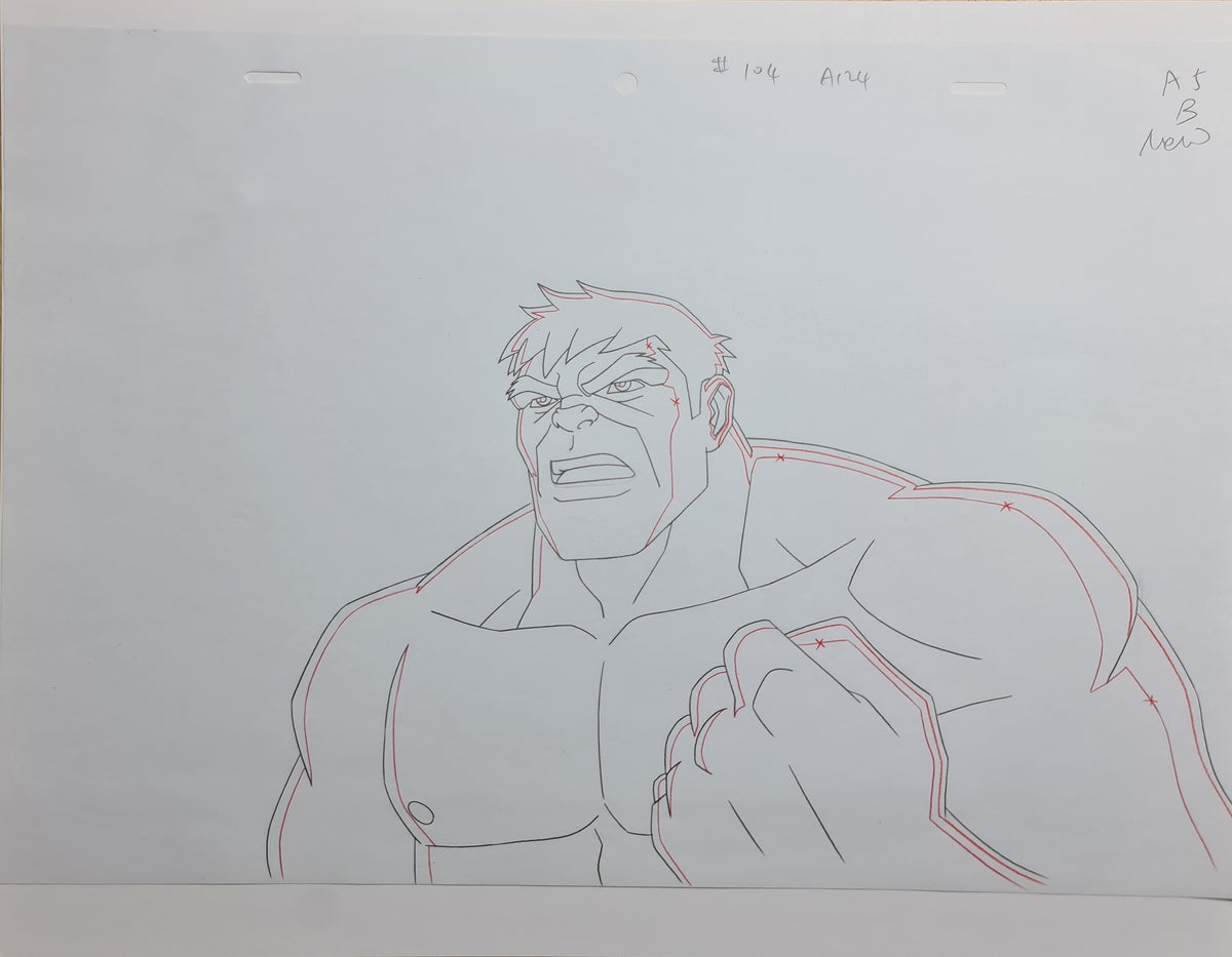 Marvel Avengers Assemble Production Animation Cel Drawing: Hulk - 1500