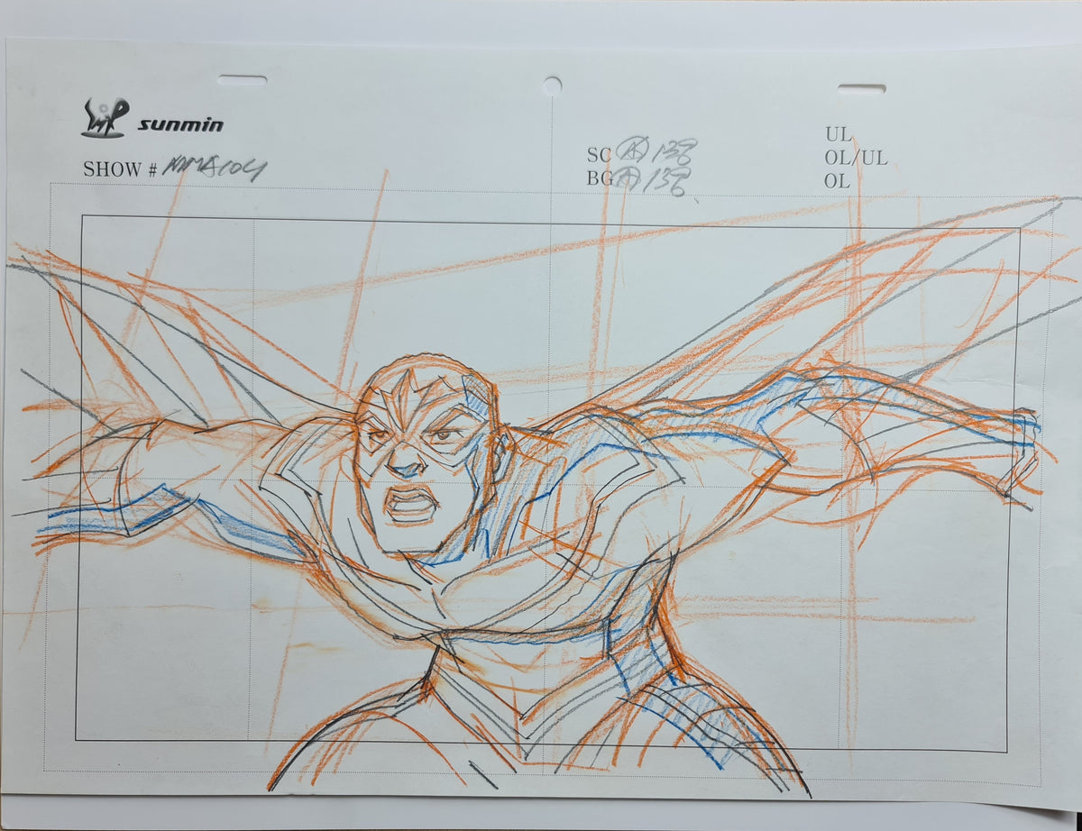 Marvel Avengers Assemble Production Animation Cel Drawing: Falcon - 1516