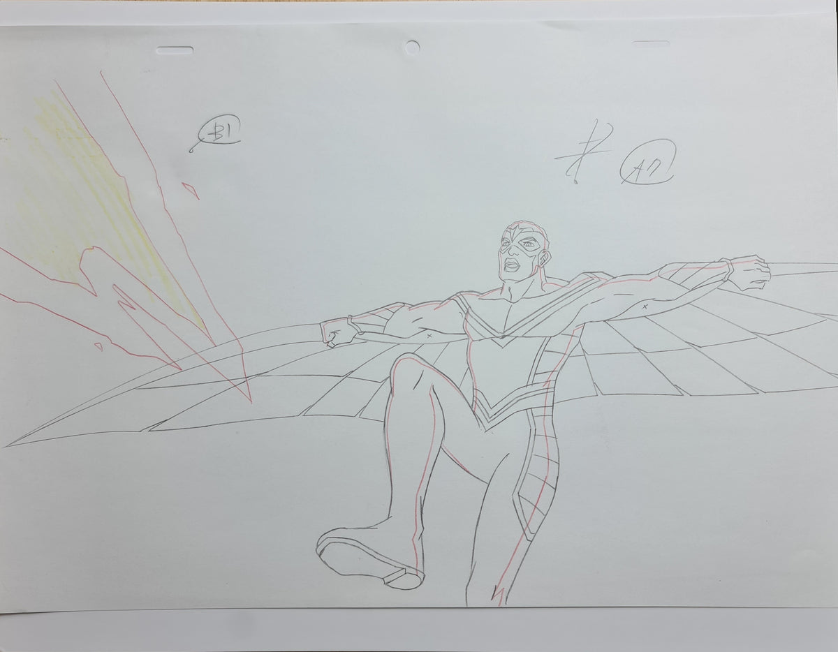 Marvel Avengers Assemble Production Animation Cel Drawing: Falcon - 1517