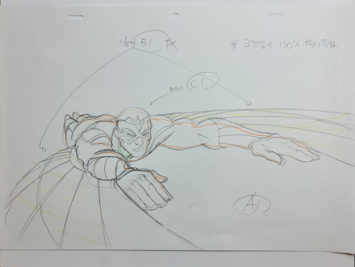 Marvel Avengers Assemble Production Animation Cel Drawing: Falcon - 1523