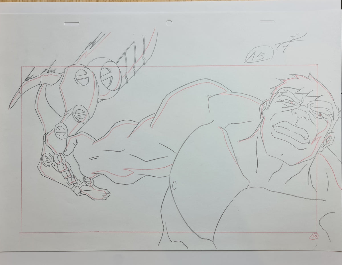 Marvel Avengers Assemble Production Animation Cel Drawing: Hulk - 1529