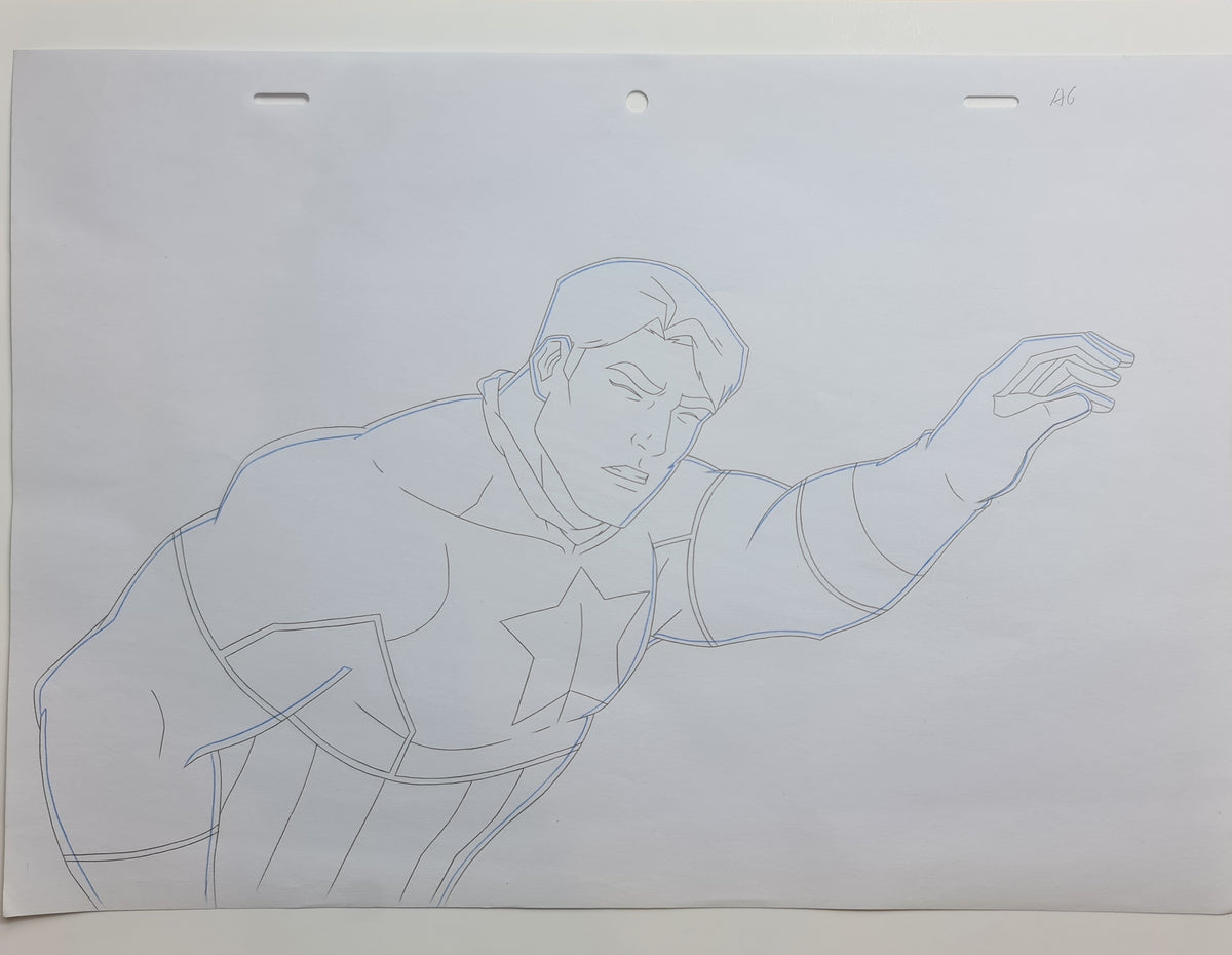 Marvel Avengers Assemble Production Animation Cel Drawing: Cap - 1533