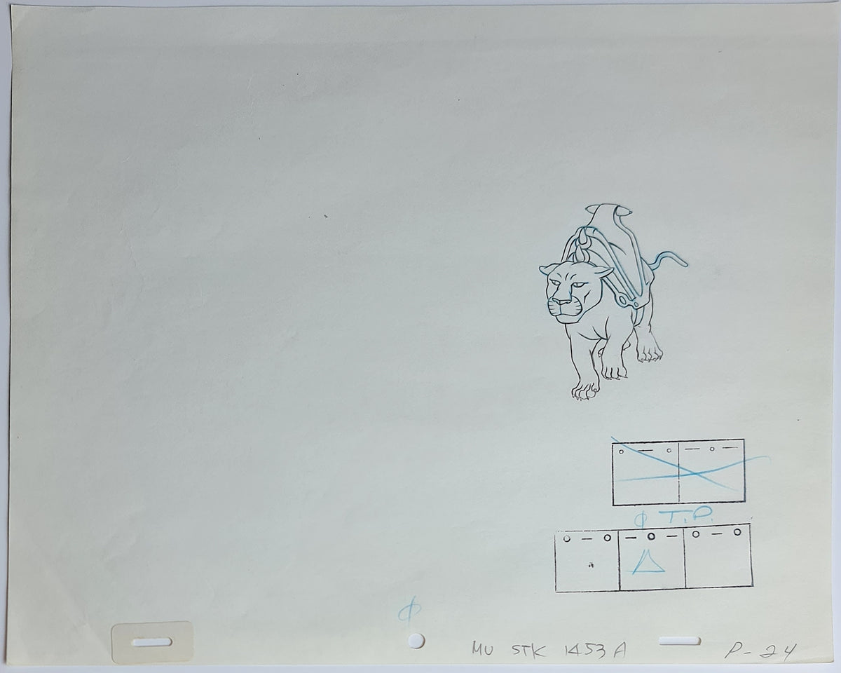 He-Man MOTU Animation Production Cel Drawing: Panthor - 2558