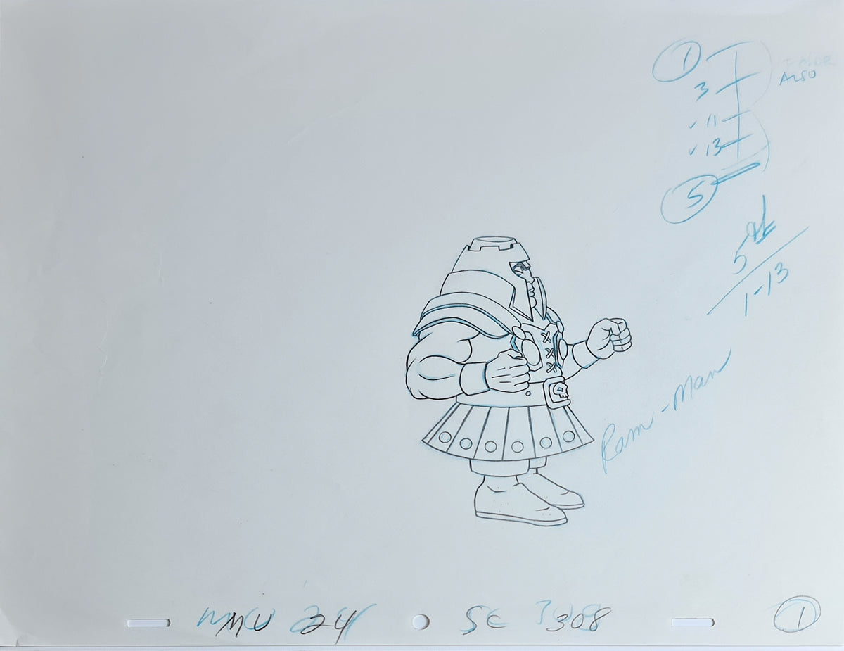He-Man MOTU Animation Production Cel Drawing: Ram Man - 2817