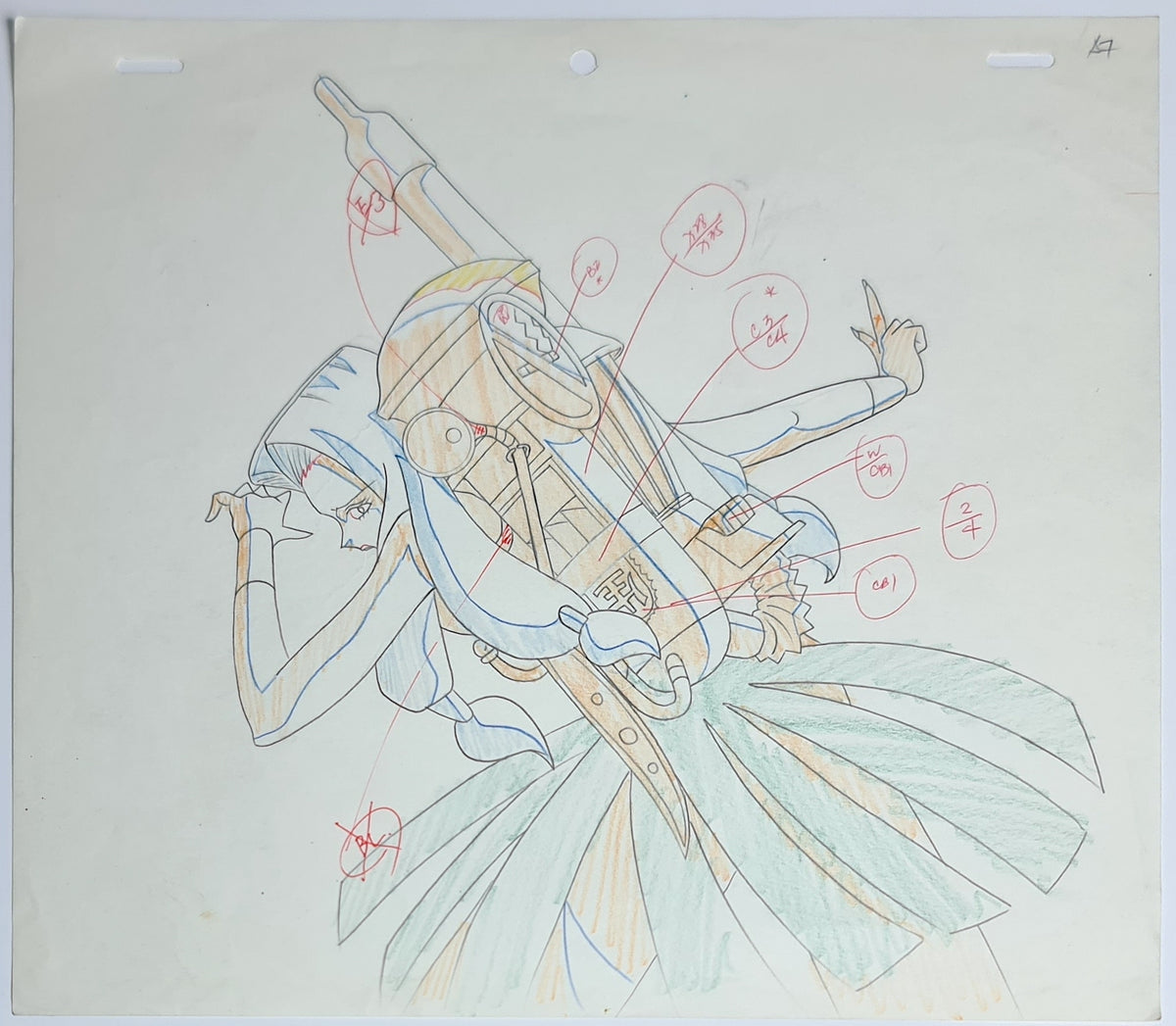 Sailor Moon Animation Production Cel Drawing Genga: 3422