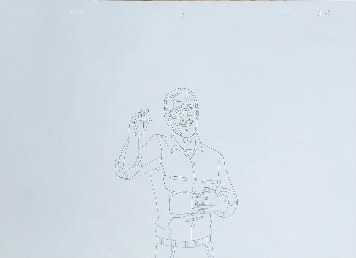 Marvel Ultimate Spiderman Production Animation Cel Drawing: Stan Lee - 3726