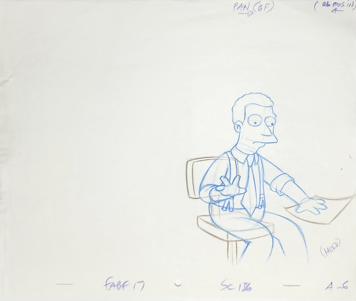 Simpsons Animation Production Cel Drawing: 3910