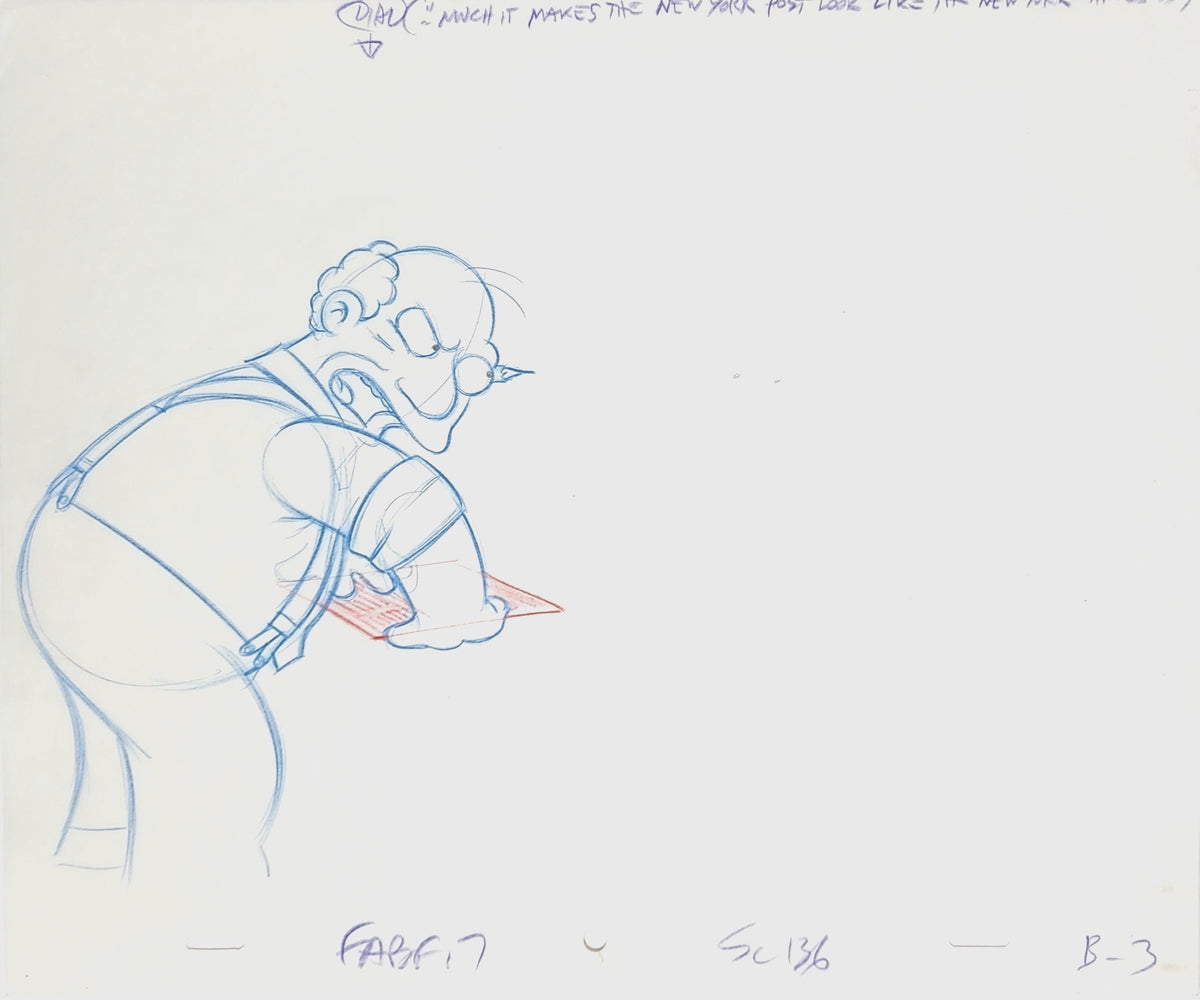 Simpsons Animation Production Cel Drawing: 3913